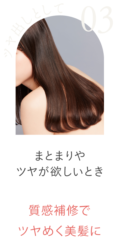 03 ツヤ出しとして まとまりやツヤが欲しいとき 質感補修でツヤめく美髪に