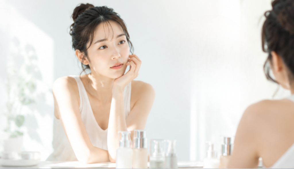 スキンケアに悩む女性のイメージ画像