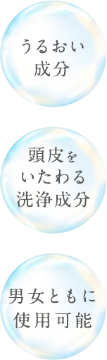 うるおい成分 頭皮をいたわる洗浄成分 男女ともに使用可能