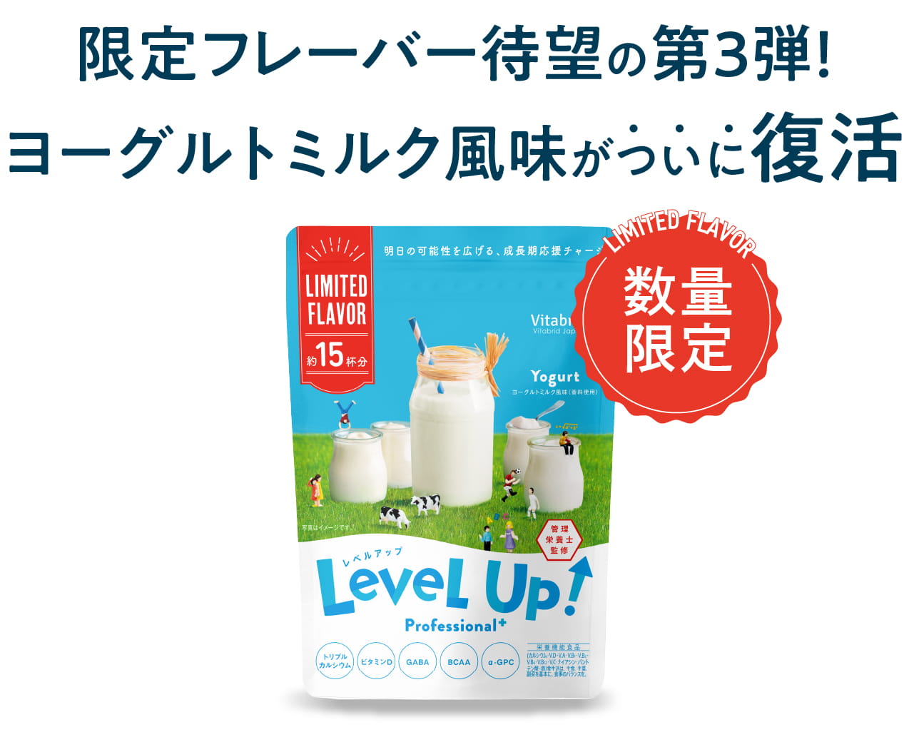 Vitabrid - 新品未開封　レベルアップ　ビタブリッドジャパン　ヨーグルト ⼦ども向け成⻑期サポート飲料「レベルアップ」に、 春夏に