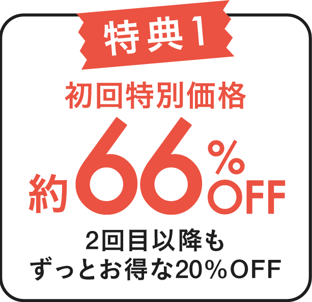 特典1 初回特別価格約66%OFF 2回目以降もずっとお得な20%OFF