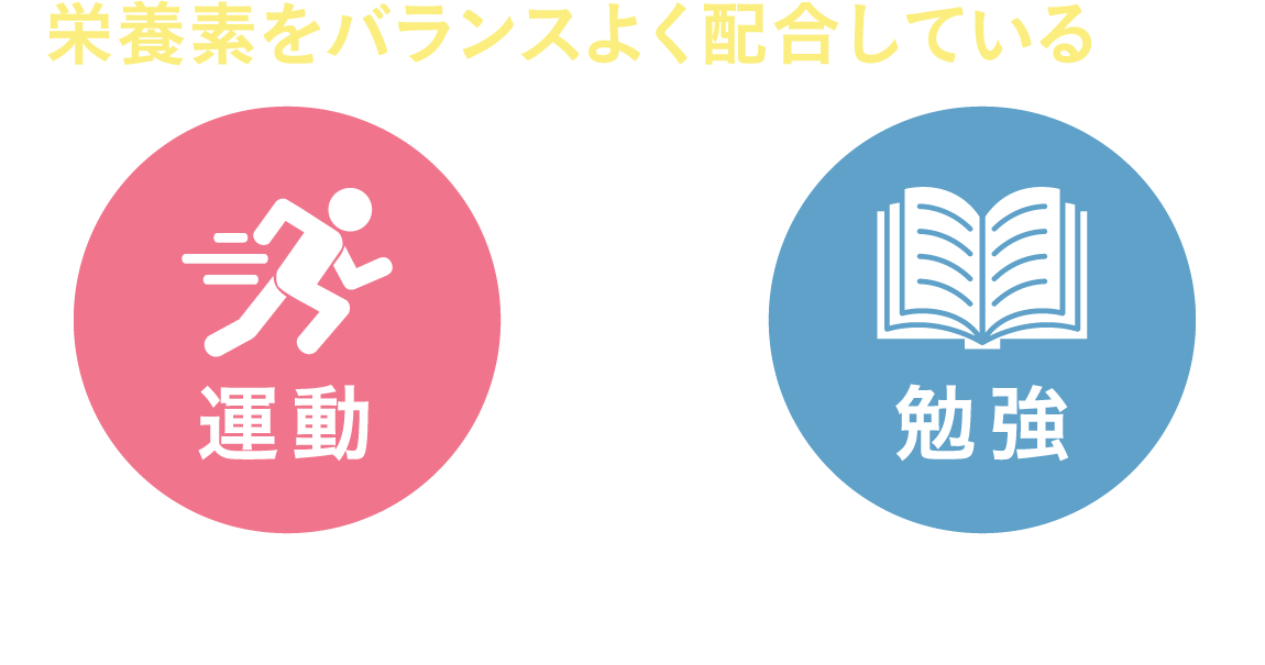 栄養素をバランスよく配合しているから 運動×勉強 どちらも頑張りたいお子さまを応援！